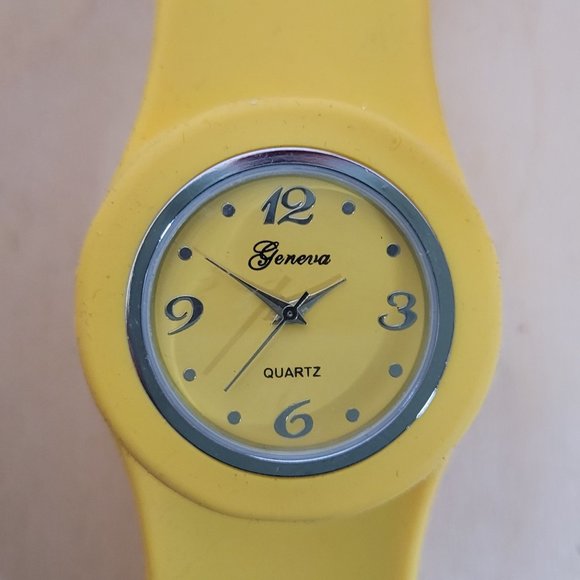 Geneva Watch Lot of 3 Yellow Orange Silicone Bands Untested As Is For Parts - Picture 6 of 8